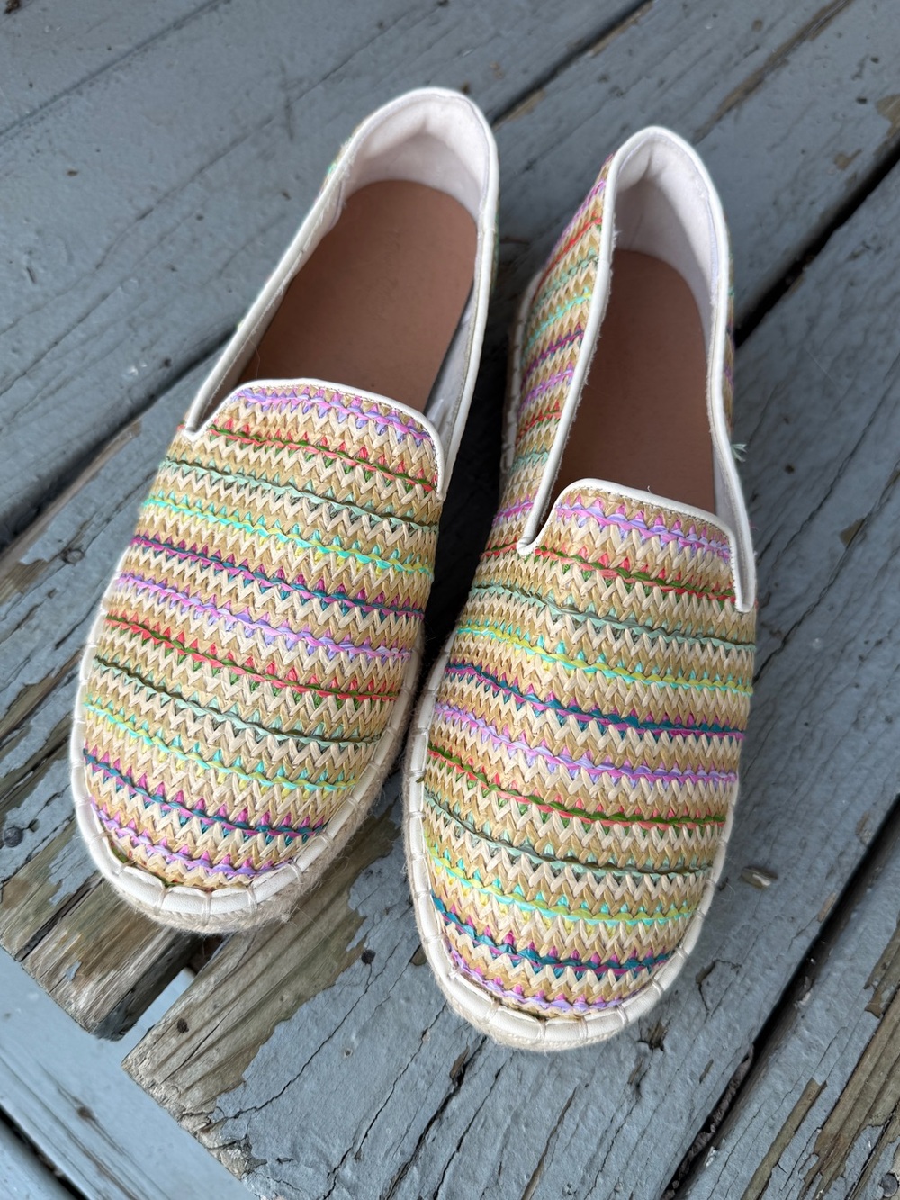 Universal Thread Multicolor Woven Espadrilles - Tan, Pink, Green, Blue